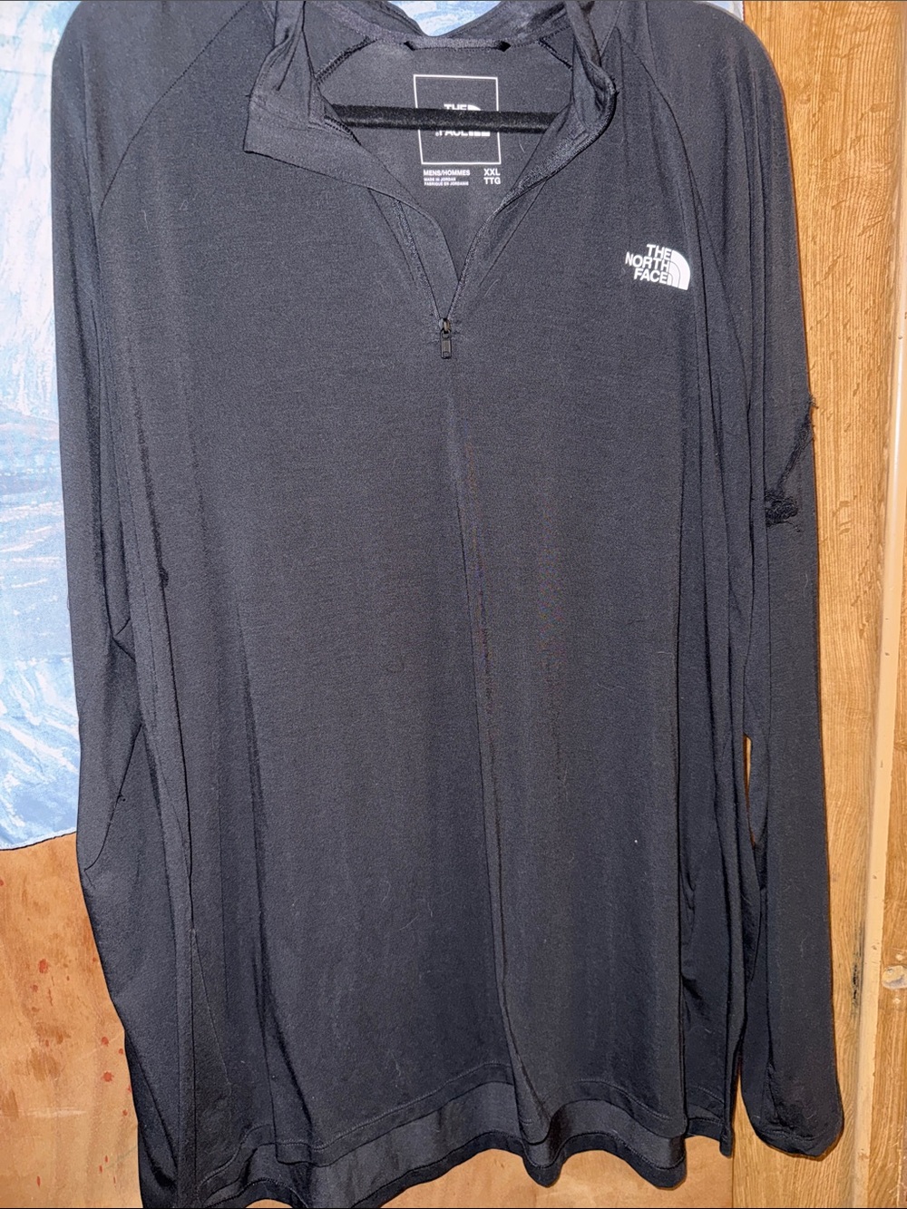 The North Face Men's Black lightweight 1/4 Zip Hoodie Shirt XXL